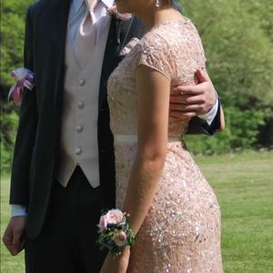 Adrianna Papell Pink Beaded Gown Size 2P